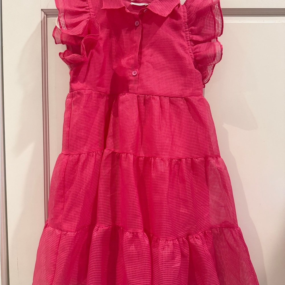 Pink Ruffled Kids Casual Dress